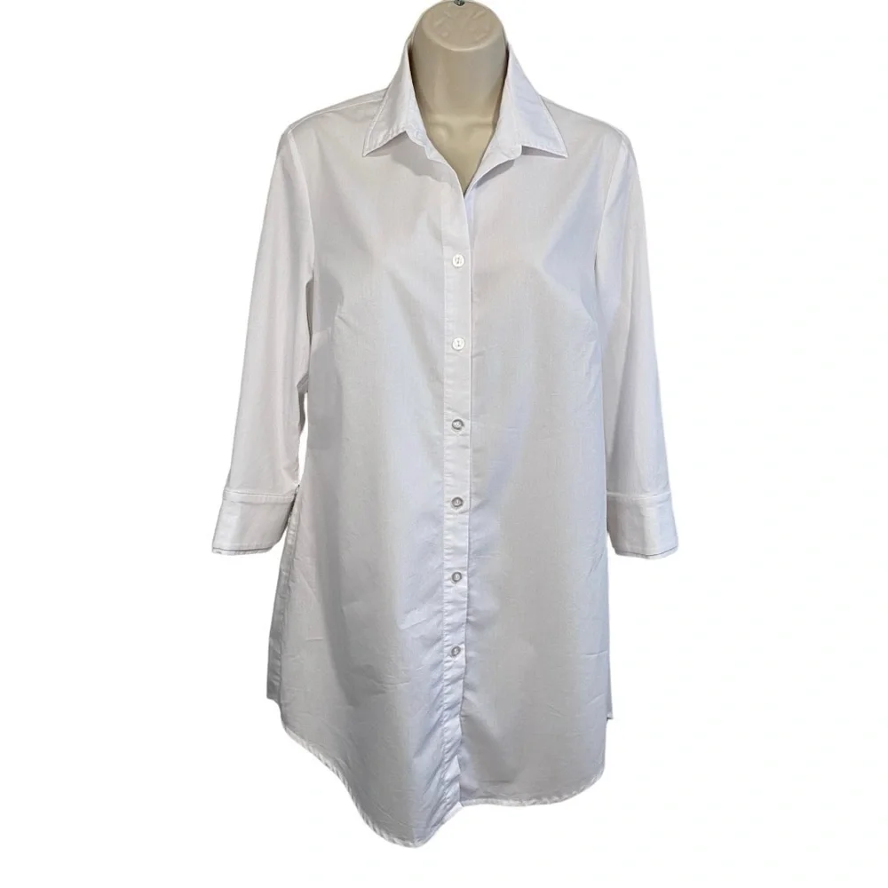 Edit by Jeanne Beker - White long Line Shirt/Black Zip Detail -S -China - Picture 2 of 15